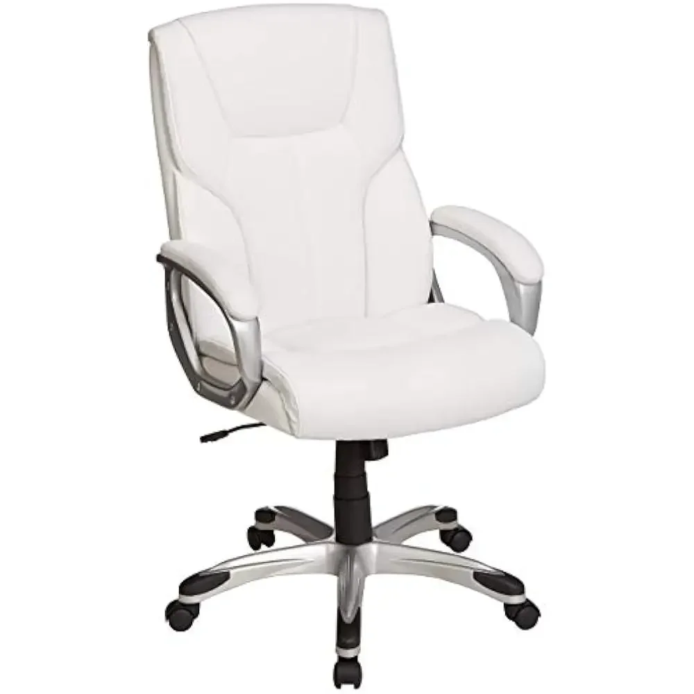 

Office Chair, Basics Executive High Back Offices Desk Chairs, Adjustable Height, Tilt, Swivel, one Size, White/Pewter