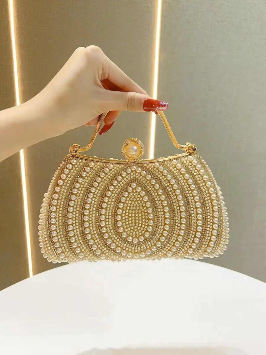 Original Design Lady Pearl Banquet Set Diamond Handbag Shoulder Crossbody Bags for Women Hot Selling