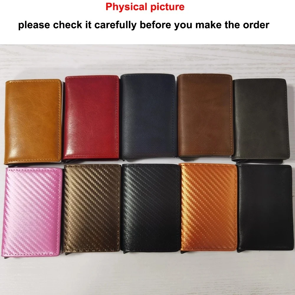Porta carte Credti Portafogli da uomo Porta carte di credito antifurto in fibra di carbonio Porta carte di credito sottile e sottile Portafoglio nero pop up Nuovo