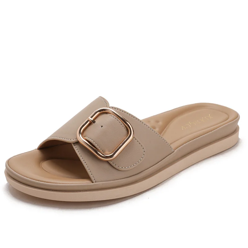 

Soft-soled slip-on slippers with a comfortable feel, suitable for outdoor wear, fashionable retro French style, trendy travel