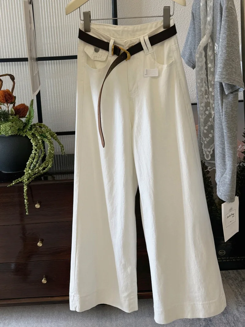 

Flared Jeans For Women Minimalism Elegant Pleated Palazzo College Academia Bohemian Silhouette Mid Waisted