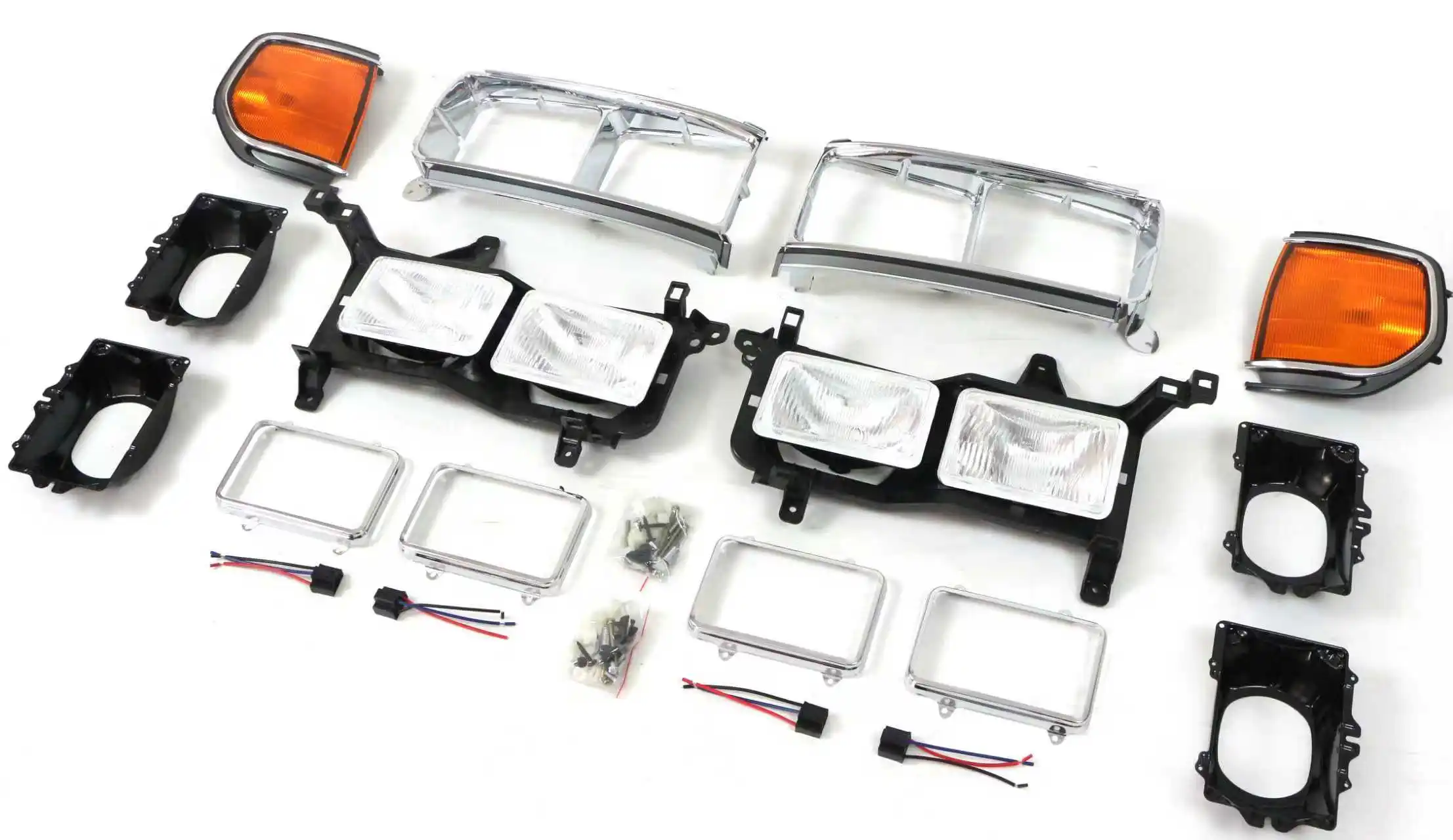 Dream Car Auto Parts Lamp Surround Chrome Brackets Yellow Corner Lights Fit For LandCruiser LC80 FJ80 1990-1997
