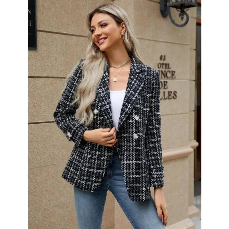 

Faionable Ladies' Tweed Suit Jaet Casual Sportswear Set Seven Sve Tops orts Autumn Collection No Brand