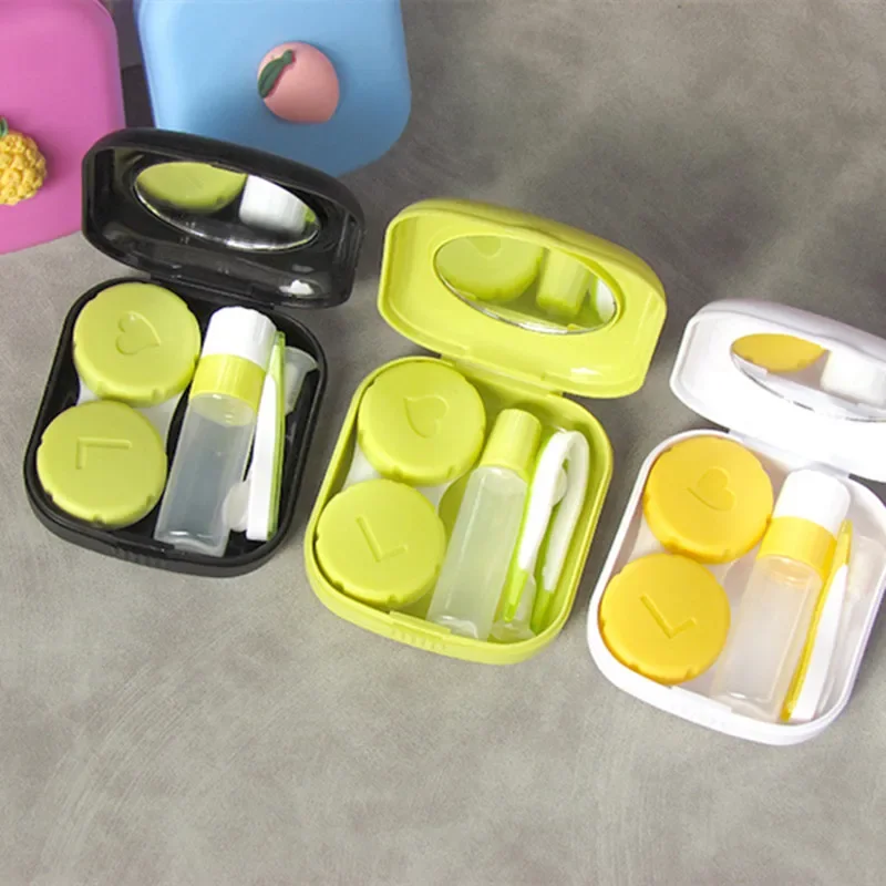 Cartoon Fruit Case Contactlens Kit Contactlenzen Case Met Pincet Contact Applicator Oplossing Fles Lenshouder Spiegel