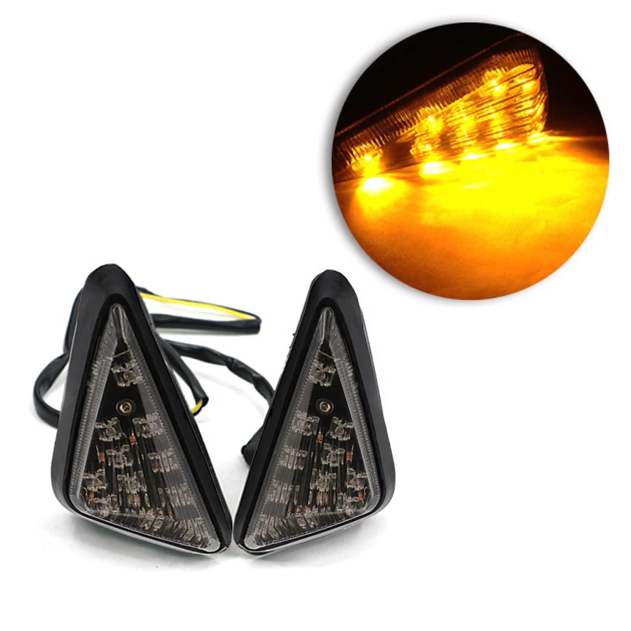 

1 Pair 12V Motorcycle Smoke Triangle Turn Signal Indicators Light Amber 9 LED For Kawasaki Ninja ZX6R 1998-2006