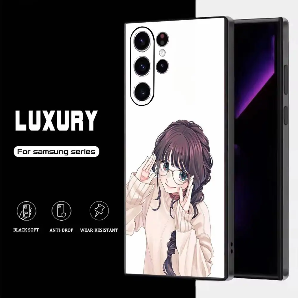 حافظة هاتف K-Kaoru Hana Wa Rin To Saku لهاتف سامسونج S25، S24، S23، S22، S21، S20، S10، Ultra، Plus، Lite، FE، غطاء أسود من السيليكون الناعم