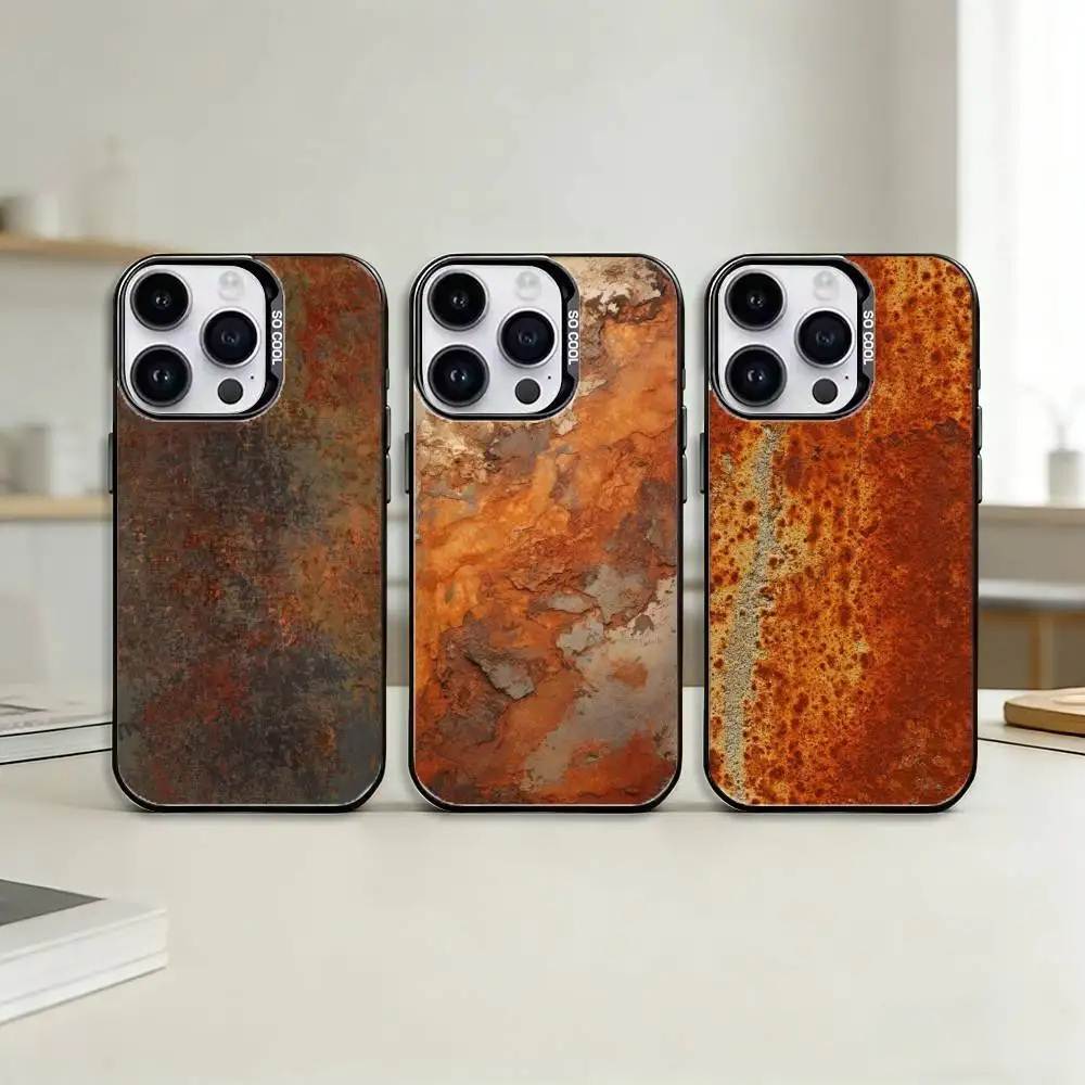

Retro Rust D-Design Phone Case Color Silver Shell For IPhone 17 16 15 14 13 12 11 Pro Max Plus