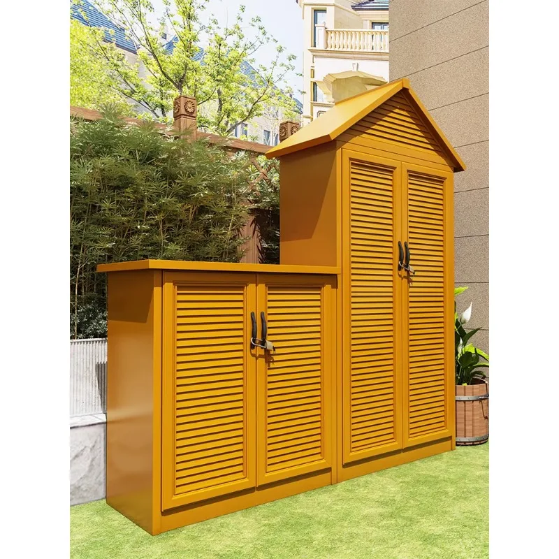 Outdoor storage cabinet, sun proof and waterproof, courtyard outdoor aluminum alloy cabinet, garden storage toolbox,