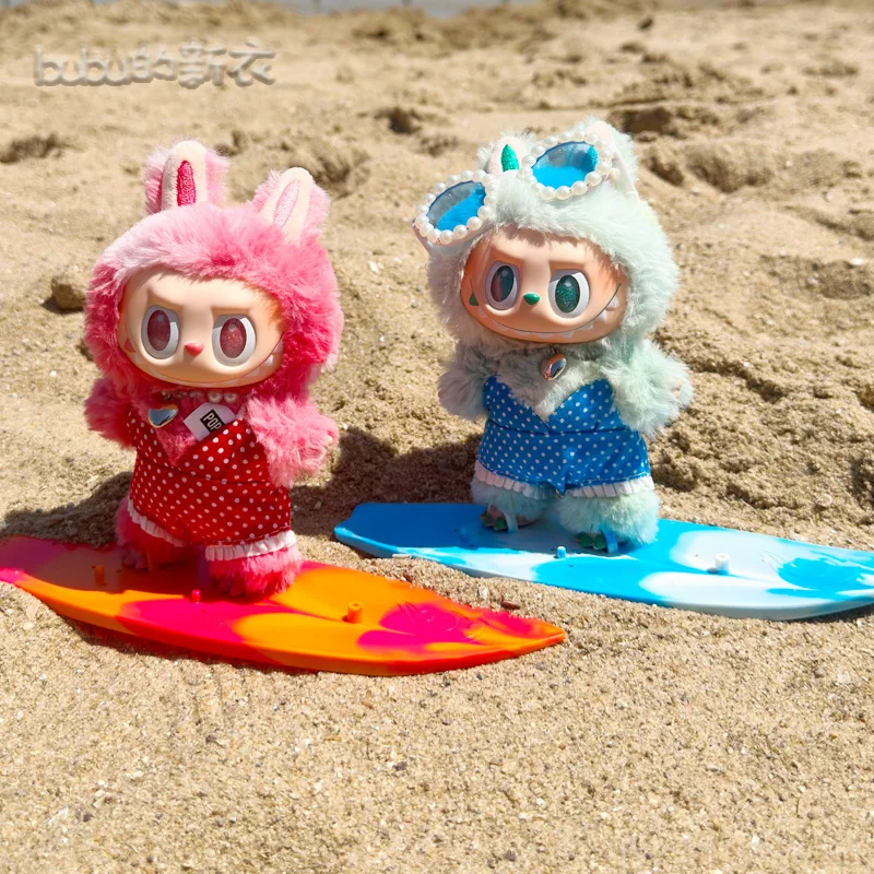 Labubu V2 V3 코튼 인형 Bjd 수영복 안경 비치 다이빙 서핑 보드 밀짚 가방 용 Ropa 용 인형 의류 복장 액세서리