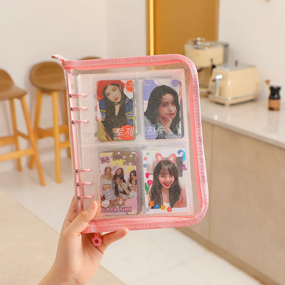 A5/A6 Zipper Glitter Bright Summer Binder Notebook & DIY Photocard Collect Book Postcards Organizer Book School Stationery