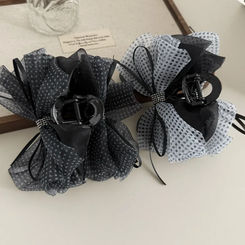 korea big bow hair clip claw for women Elegant polka dot Shark claw clips girls lagre claw clips for thick hair acessórios