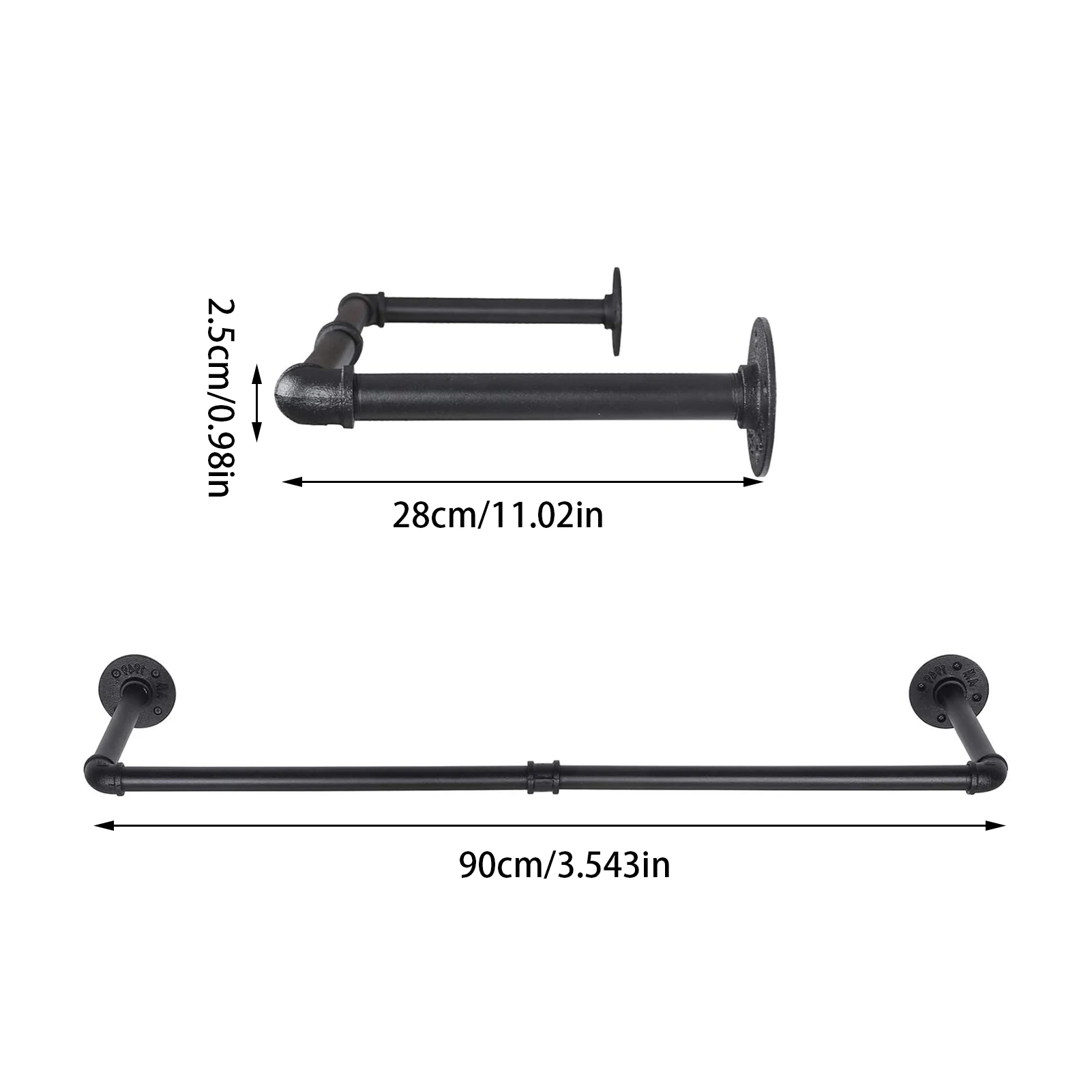 Industrial Pipe Hanger Rack Detachable Garment Bar Closet Rod Wall Mounted Garment Bar Heavy Duty Black Iron Pipe Shelf For