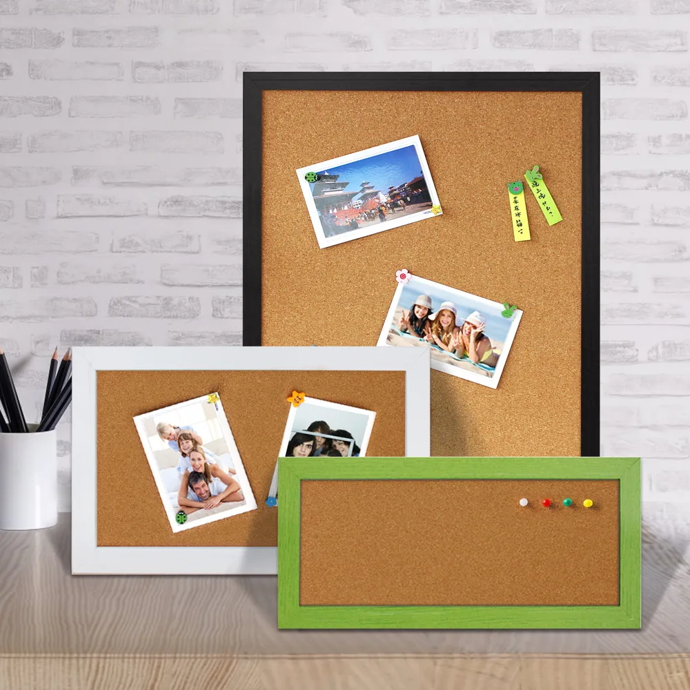 1pc Colorful Wood Frame Cork Board Message Board Bulletin Board Display For School Office Home Decoration