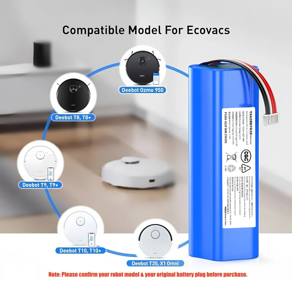 Nueva batería de repuesto de 14,4 V para Robot aspirador ECOVACS Deebot Ozmo 950 T8 T8 + T5Max Power Hero T10 T9 X1 DX65 DX96 DX93