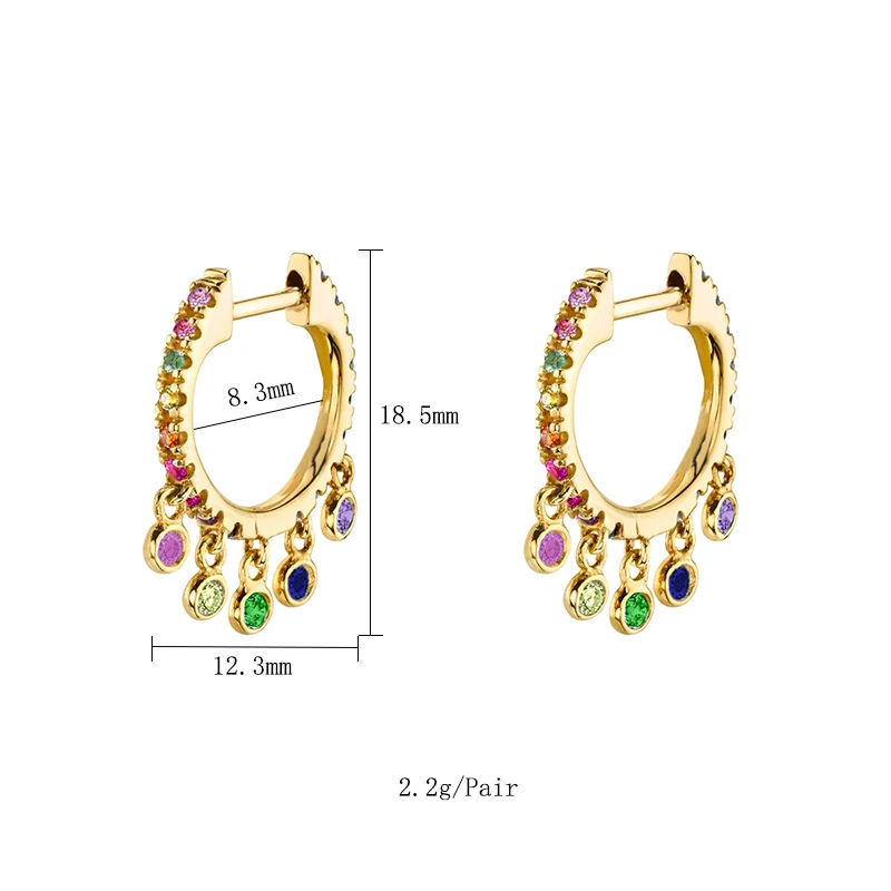 CRMYA Gold Plated Dangle Earrings for Women Classic Colorful Zircon Women's Hoop Earrings 2022 Fashion Jewelry Wholesale image 2