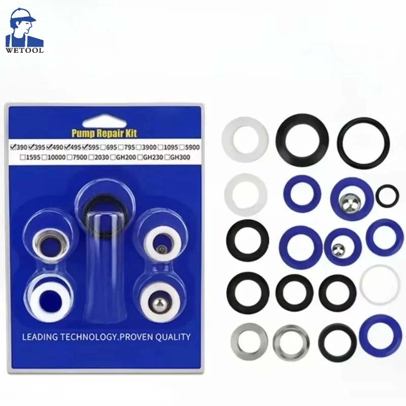 بخاخ طلاء بدون هواء 244194 ملحقات البخاخ بدون هواء طقم تعبئة إصلاح المضخة لـ 390 395 490 495 595 ما بعد البيع #1