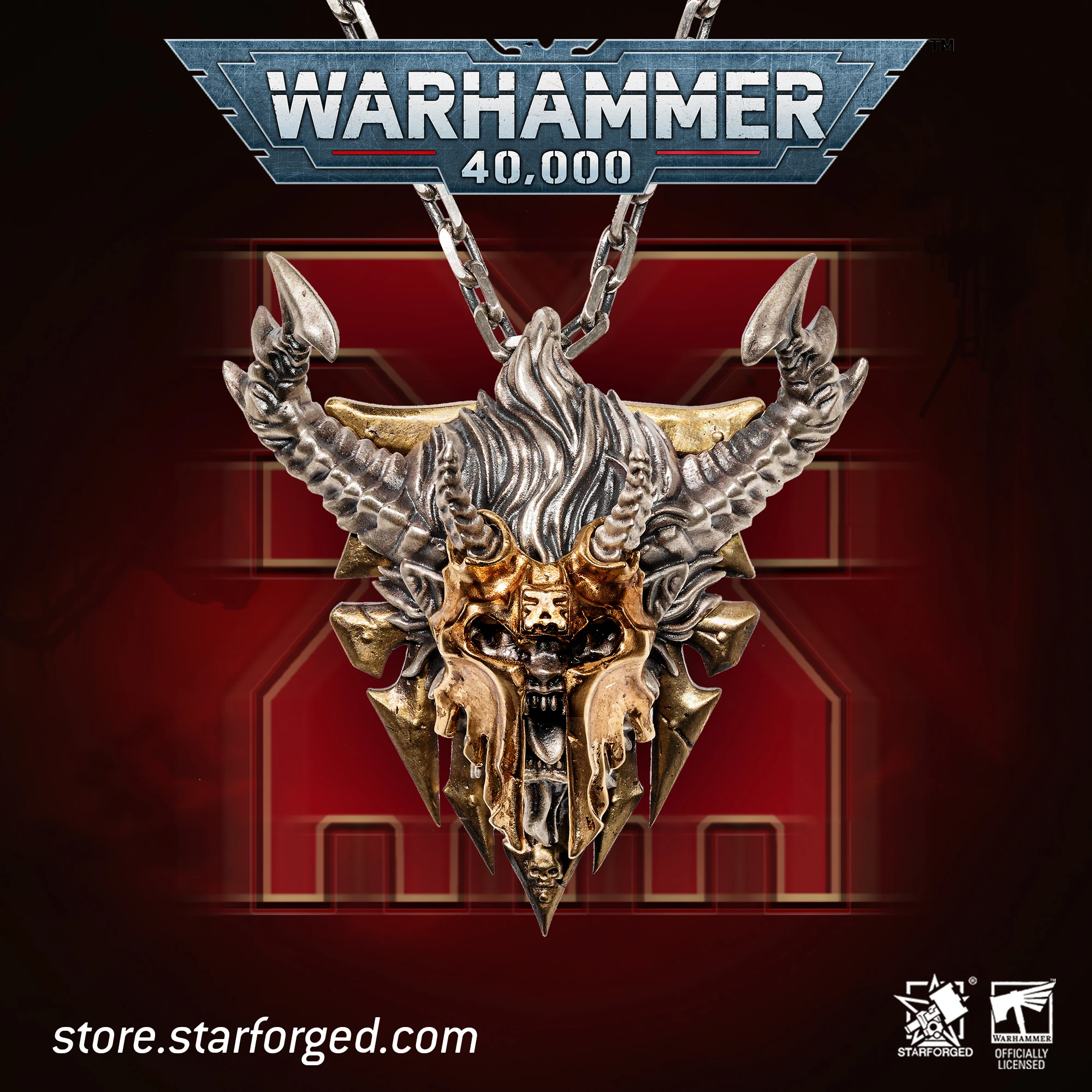 

Starforged Ka'bandha Khorne Chaos Demon мужское серебряное ожерелье Warhammer 40K Blood Angel Killer кулон Рождественский подарок