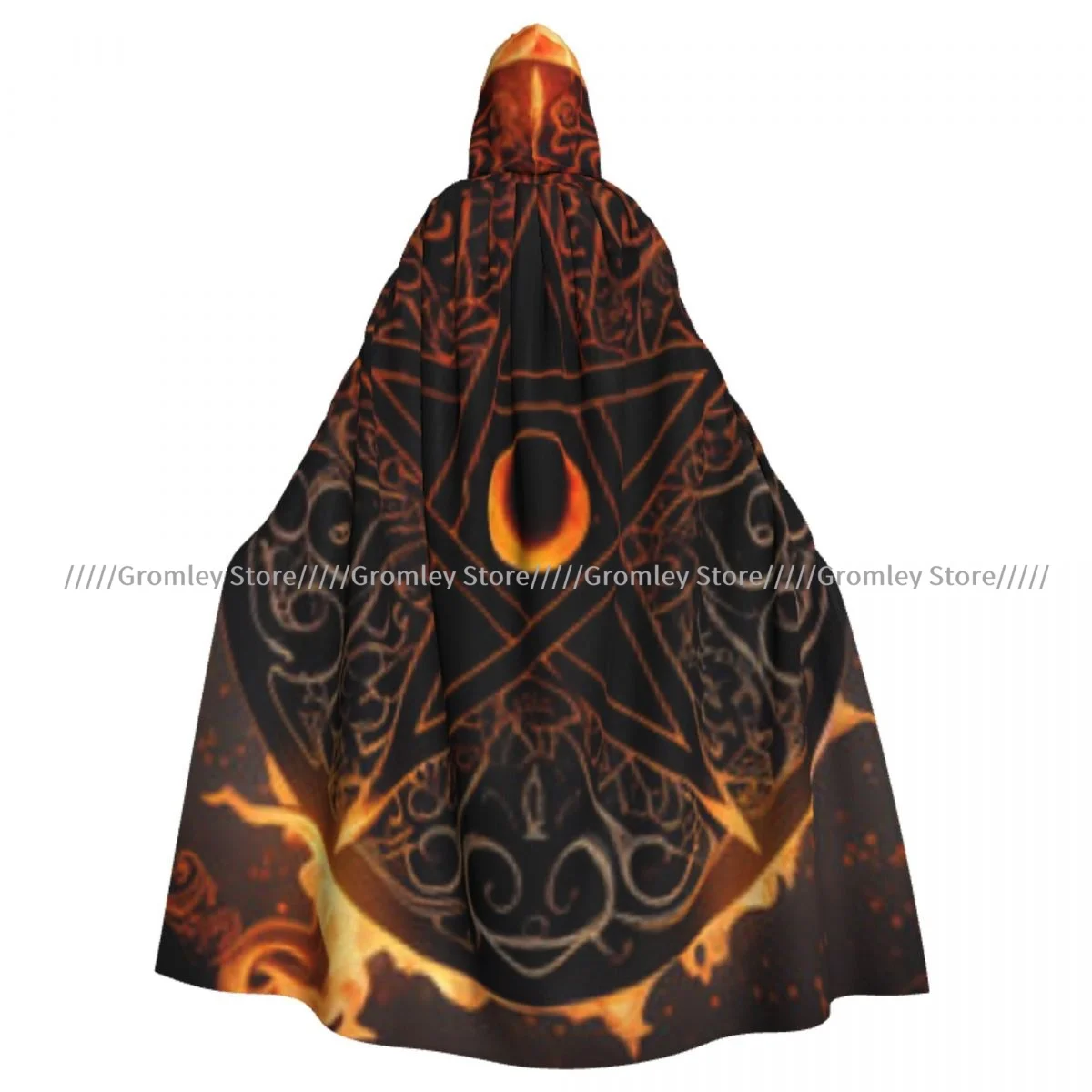 Occult Satanic Pentagram Witch Cloak Halloween Cosplay Costume Adult Unisex Cloak Retro Ages Cape