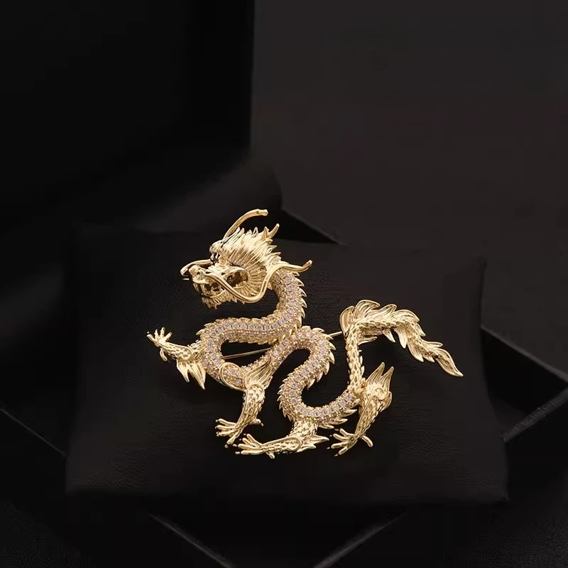 

Dragon Brooch Chinese Zodiac Year High-End Auspicious Accessories Men and Women Suit Coat Pin Corsage Shining Badge Jewelry 6137