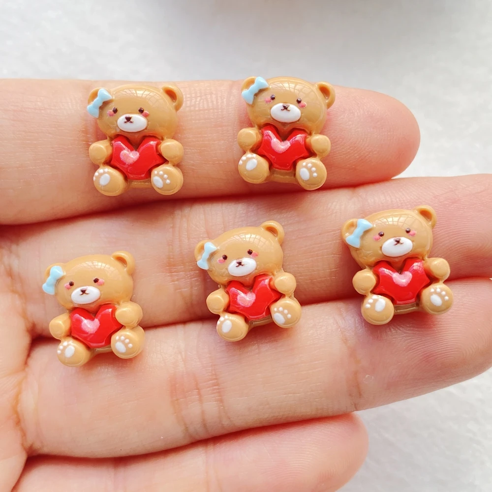 20Pcs Cute Resin Little Bear Flat Back Ornament Jewelry Making Manicure Hairwear Accessorie