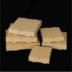 10/5pcs Brown Kraft Paper Thickened Pizza Box 6/7/8/9/10/11/12 Inch Pizza Packaging Box For Home Party