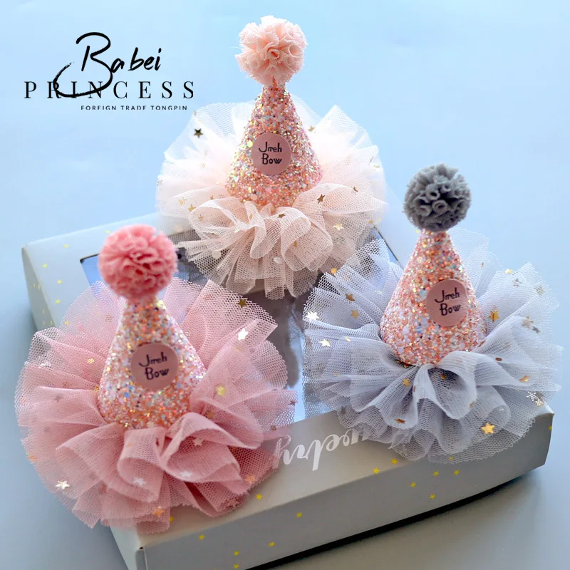 مشبك شعر كوري للفتيات الصغيرات على شكل نجمة لامعة من التول مصنوع يدويًا لعيد الميلاد الأول وإكسسوار لامع لالتقاط الصور