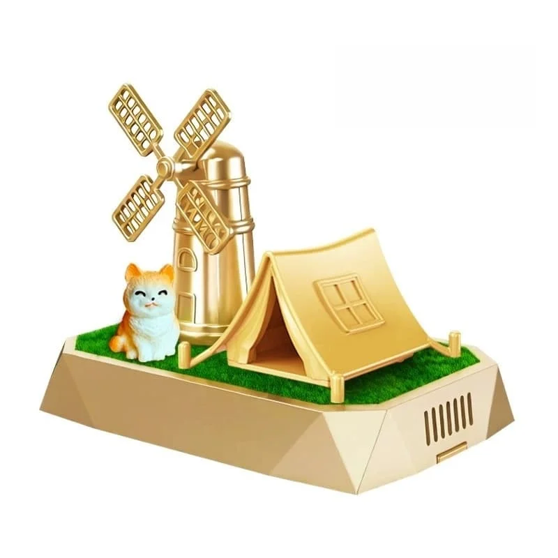 Solar Car Air Freshener Ornament Rotatable Windmill Cute Puppy Camping Tent Design Long Lasting Fragrance Auto Interior Decor