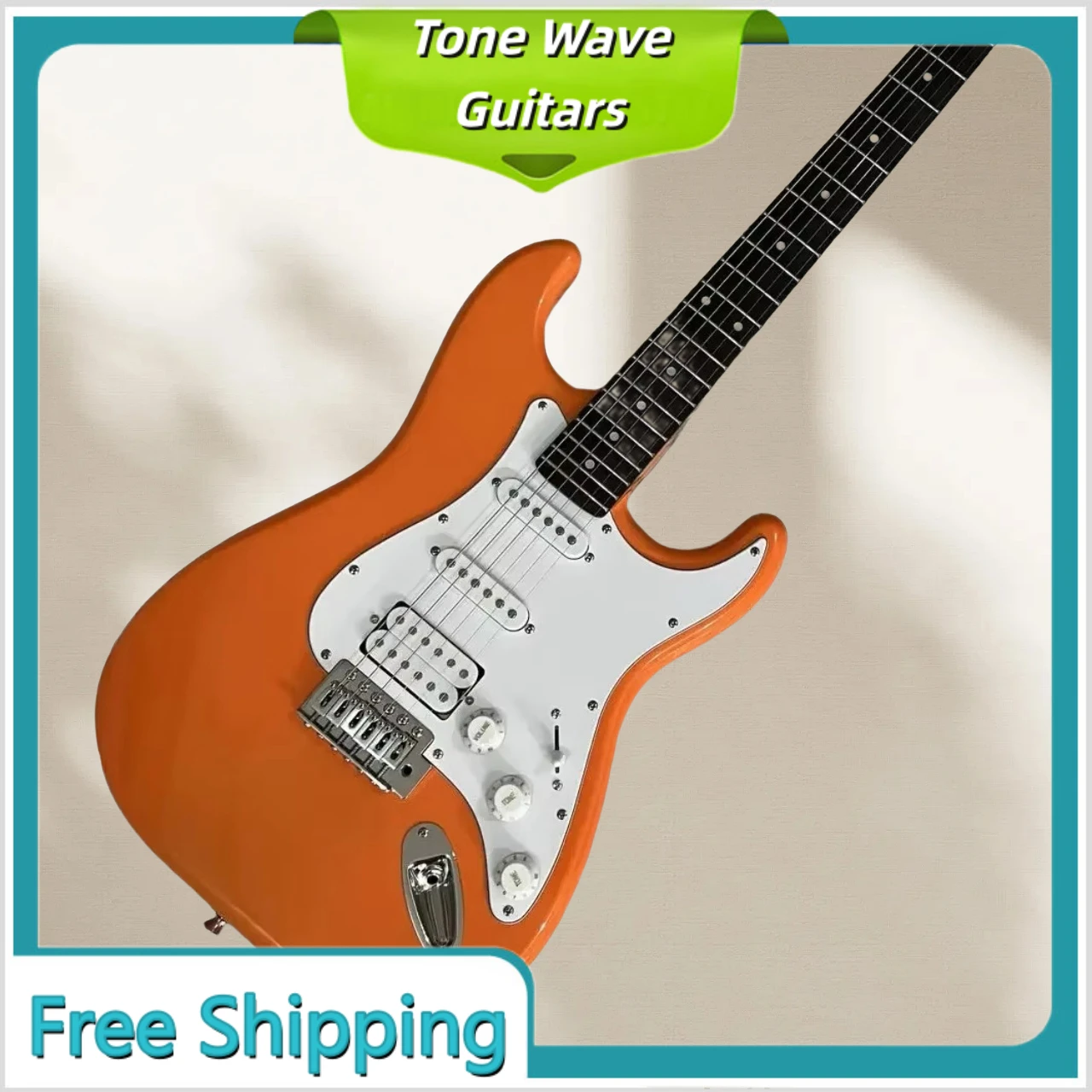 

39 Inch Electric Guitar Orange ST Rosewood Fingerboard Mahogany Body SSS Pickups Vintage-Style Tremolo Bridge Live Performance