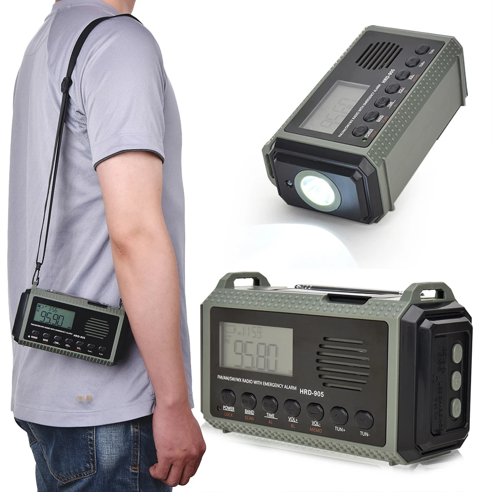 10000mah قوة البنك راديو كرنك اليد الشمسية AM/FM/SW/NOAA راديو الطقس شاشة الكريستال السائل راديو الطوارئ المحمولة