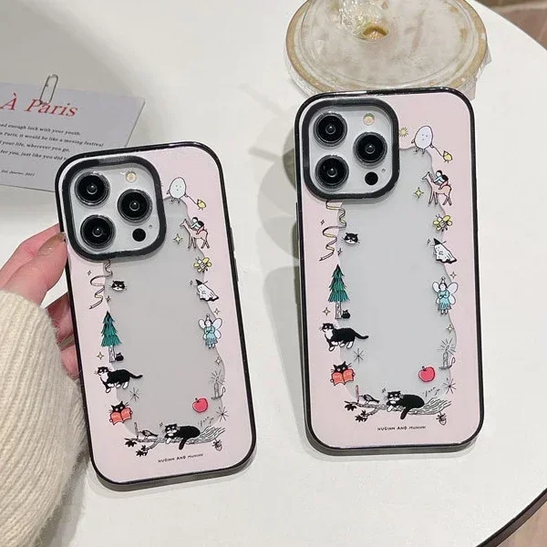 

2.0 Acrylic Black Cat Phone Case Cover for IPhone 11 12 13 14 15 16 Pro Max Case for IPhone 15 16 Pro Max