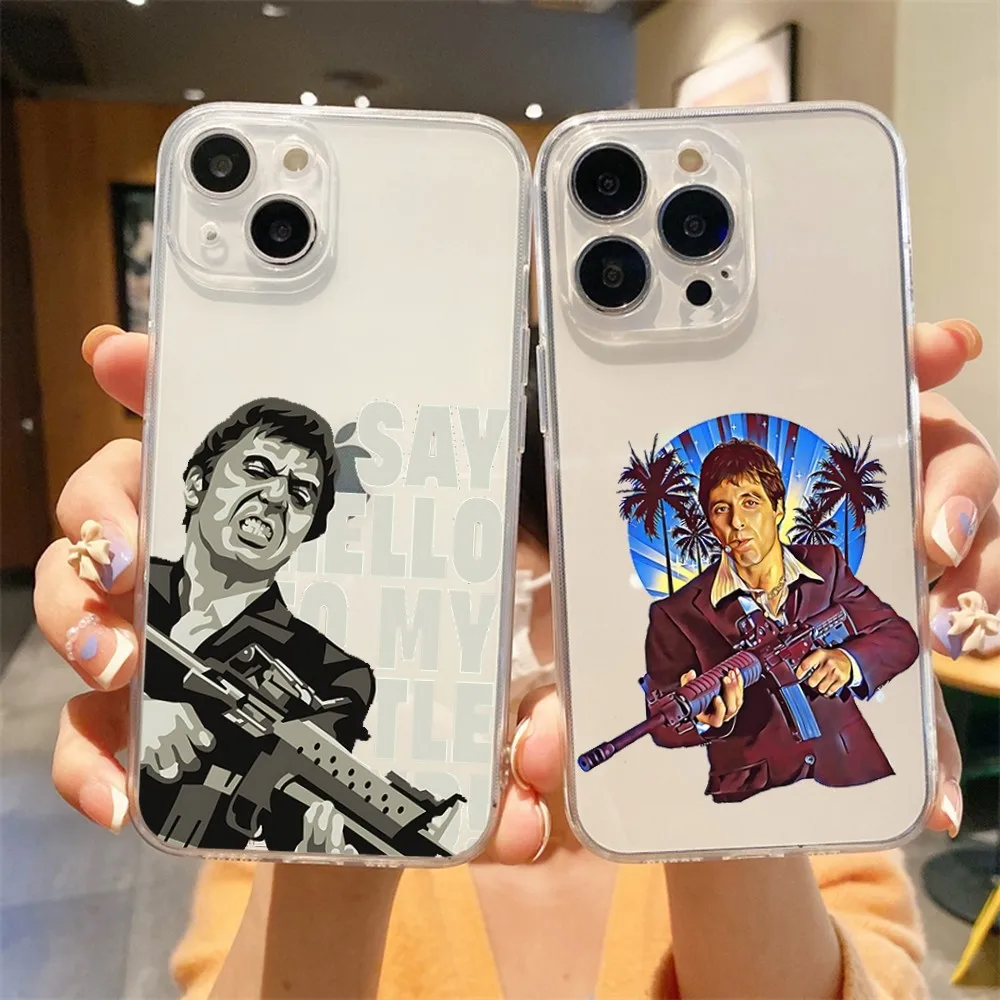 Scarface 1983 Film Al Pacino Phone Case For Iphone 15 11 13 14 Pro Max 7 8 Plus X Xr Xs Max Se2020 12mini Transparent Cover