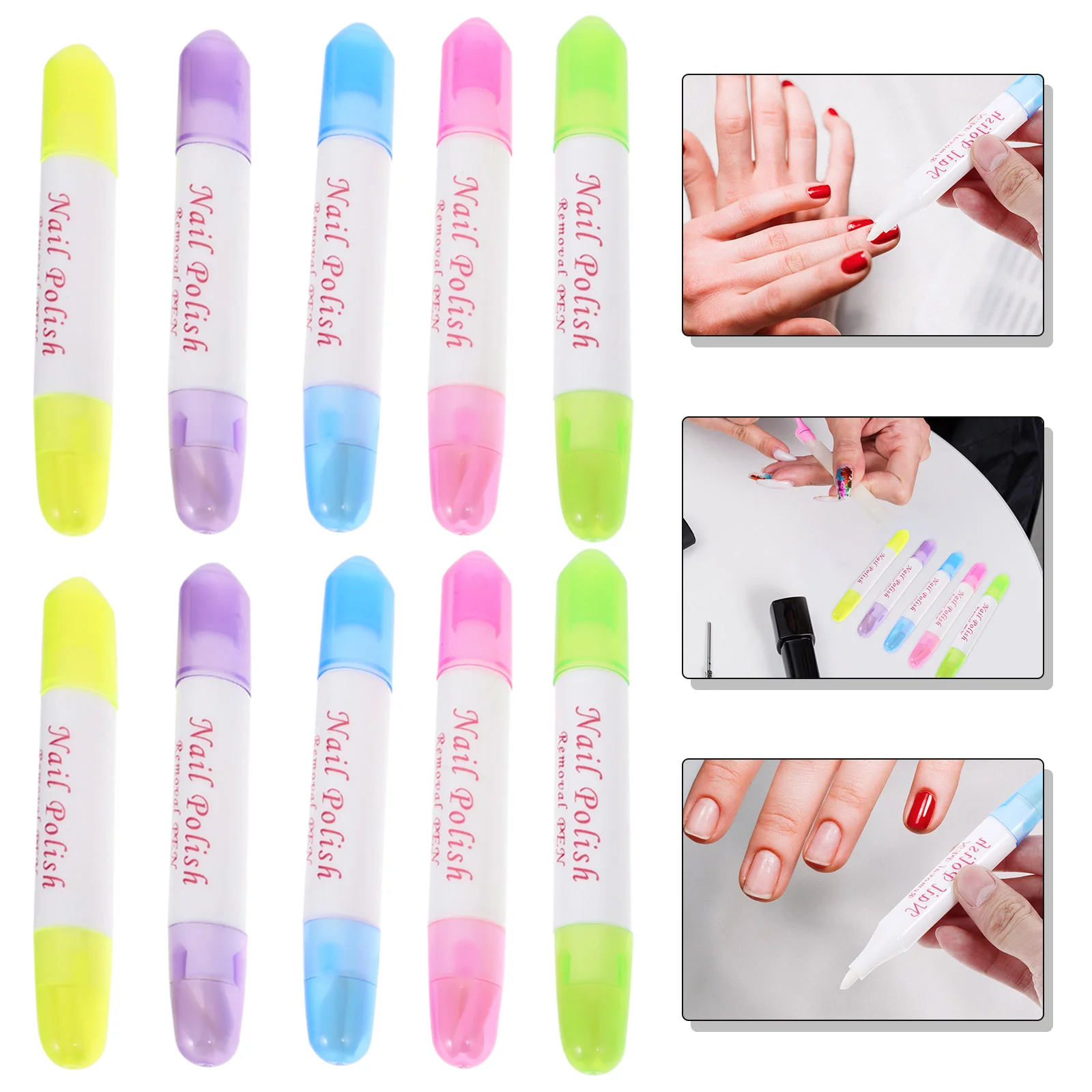 10 Pcs Correction Pen Nail Polish Remover for Cleaning Portable Pens Function Home Use Plastic