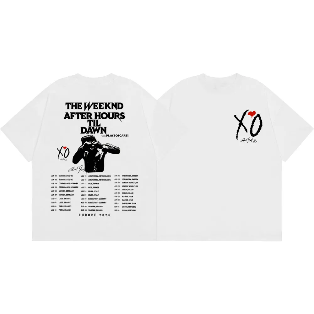 Customization The Weeknd After Hours Til Dawn Tour 2026 Graphic T Shirt Hip Hop Vintage Short Sleeve T-shirts Men Women Casual F