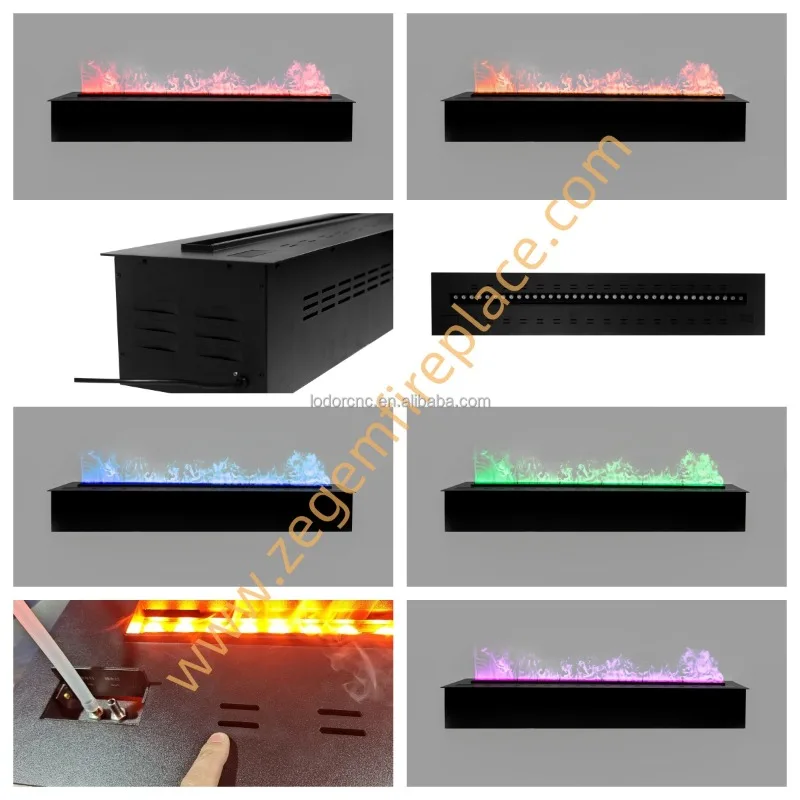 European Style 3D Simulated Multicoloured Flame Electric Fireplace Insert Built-In Steel App-Controlled Energy-Saving English