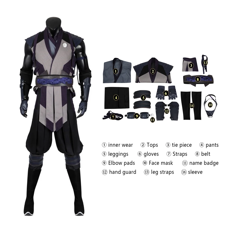 Halloween Carnival New Black Smoke Role Playing Costume High Quality Samurai Suit Set Top PantsUnderwear Accessories