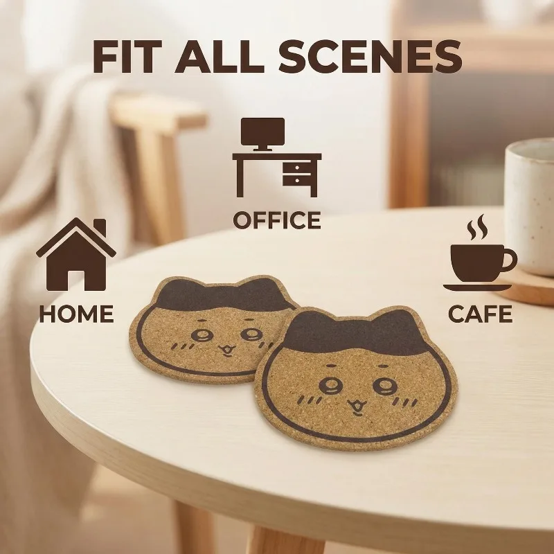 Kawaii Chiikawa Wooden Coaster Cartoon Cup Mat Non Slip Heat Resistant Drink Pad Home Table Decor Gift view 2