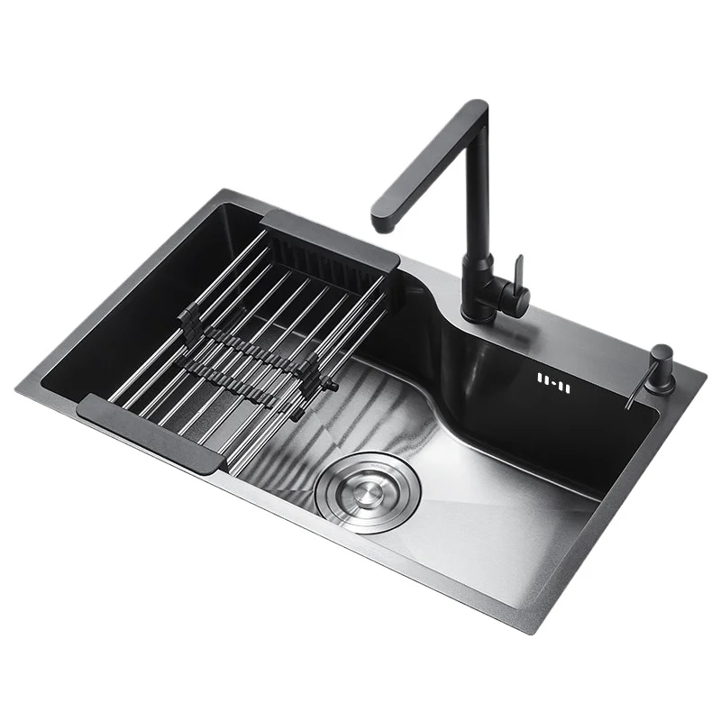 

Кухонная мойка-раковина из нержавеющей стали Taichung Harbor, нано-черная, для посудомоечной машины