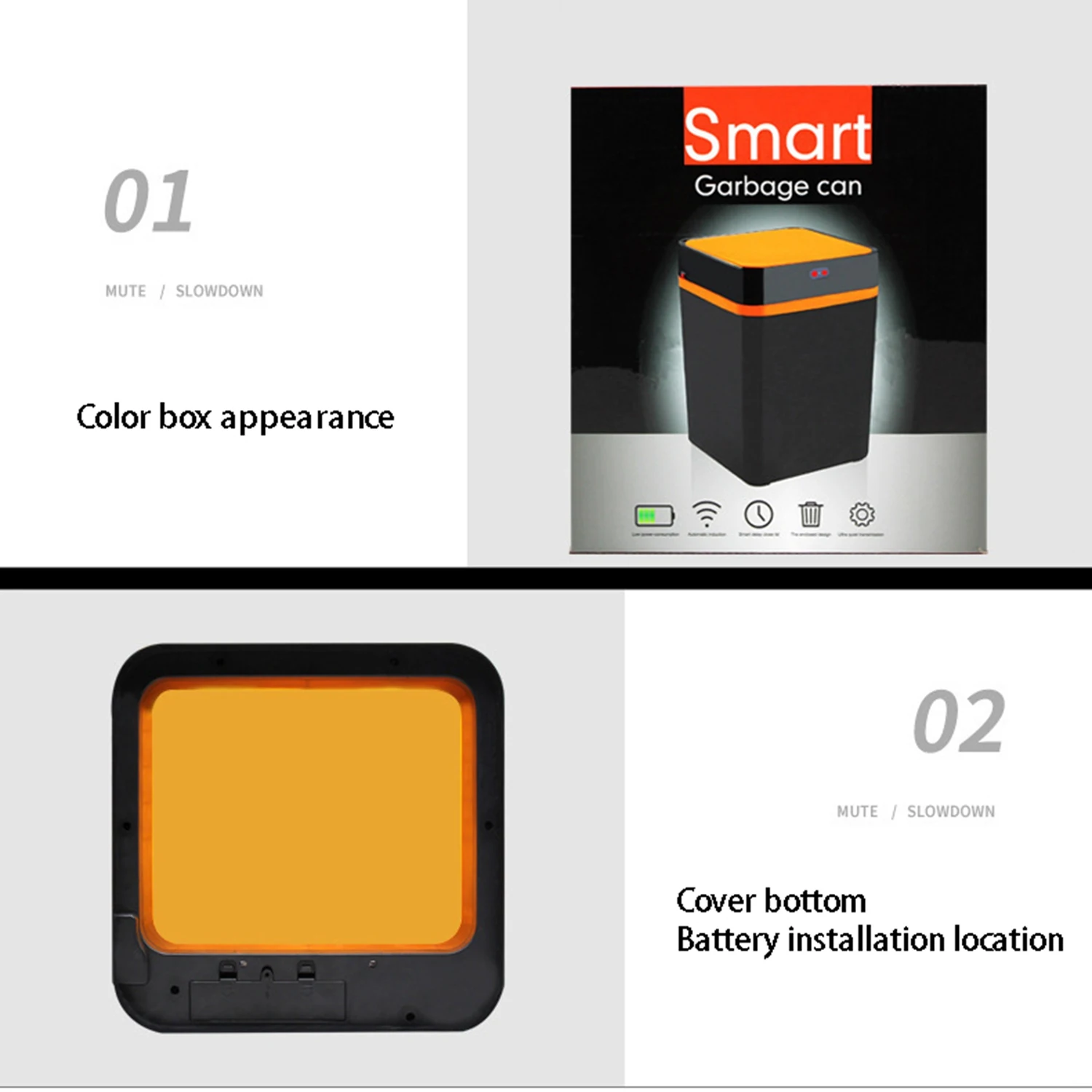 MLGB-Smart Trash Can Automatic Induction Silent Sanitary Bucket For Kitchen,Bedroom,Living Room And Bathroom USB Charging