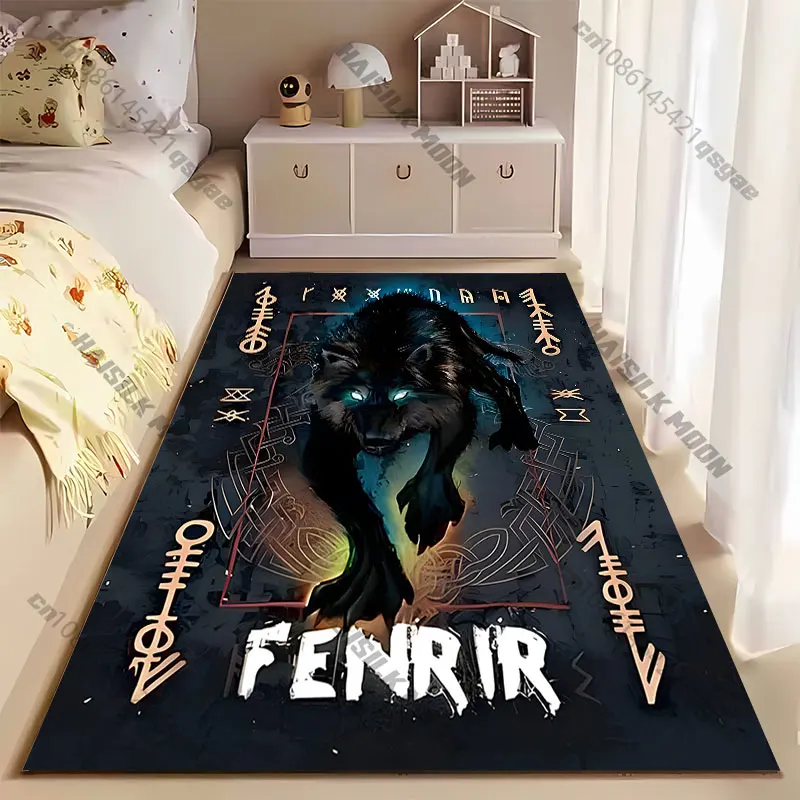Mythical wolf Norse mythology carpet Yoga living room room decor children's crawling mat doormat area rug games mat