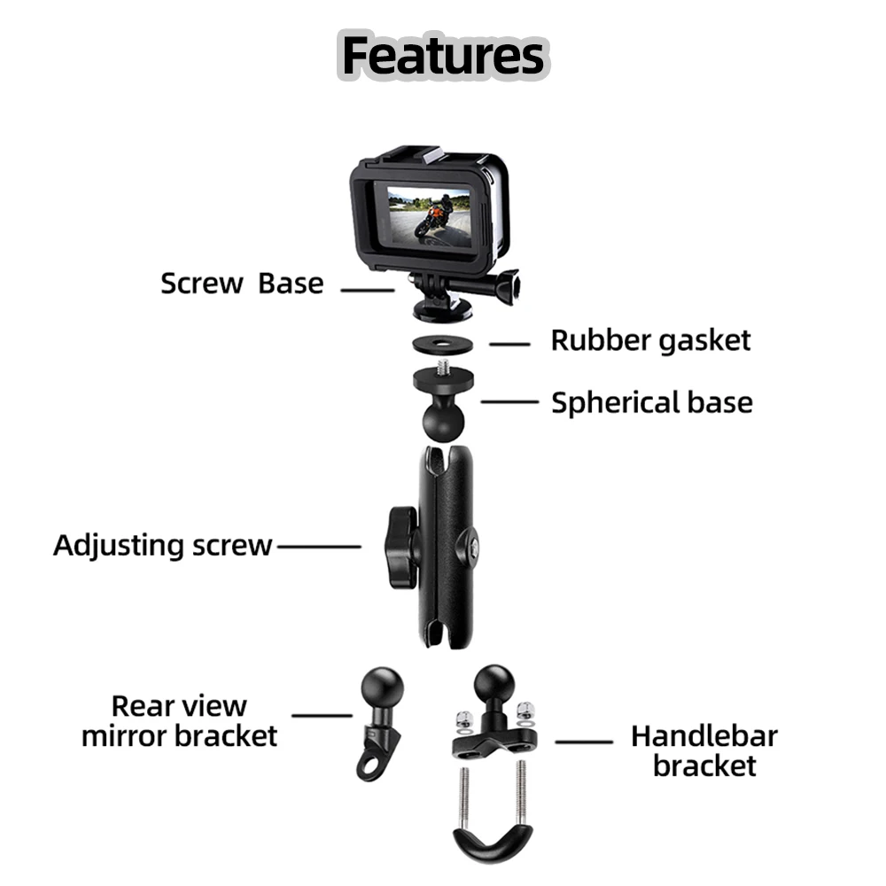 Motorcycle Handlebar Mount Mirror Holder Bicycle Mount For GoPro 13 12 11 10 9 Insta360 SJCAM DJI Osmo Action Camera Accessories