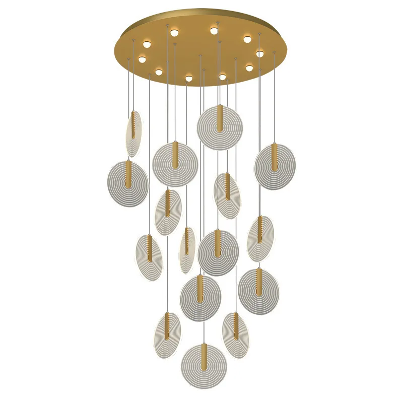 

Decorative Long Hanging Pendant Custom Lighting Stainless Steel Living Room High Ceiling Stircase Lights Chandelier