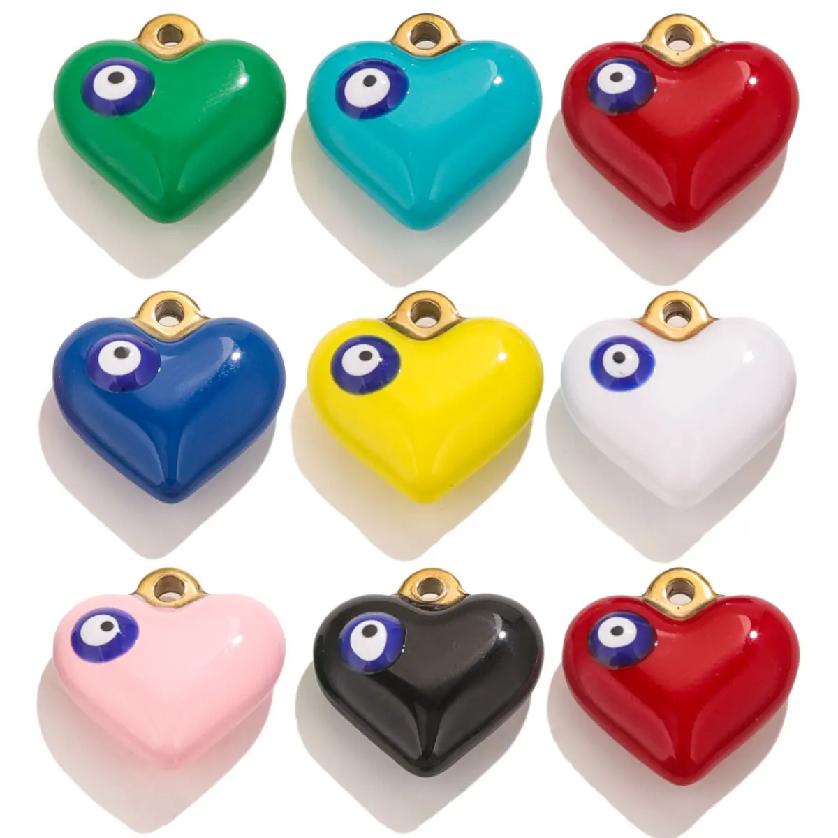 

5pcs Fashion Heart Evil Eye Charms Stainless Steel Drop Oil Pendants for DIY Earrings Necklace Jewelry Making Accessories