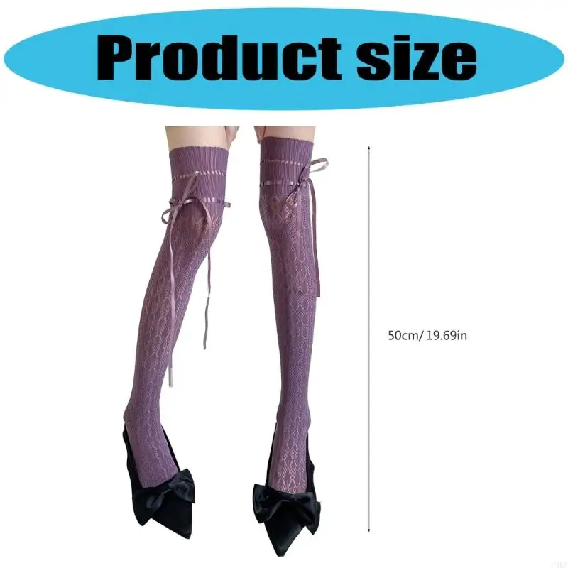 P88A باليه بأربطة جوارب شبكية جوارب مضادة للانزلاق جوارب عالية الفخذ حلوة #6