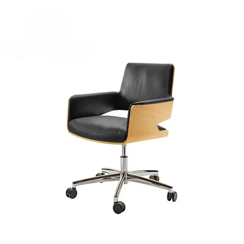 Modern Office Chairs Genuine Leather Furniture Household Writing  Retro Leather Armchair Swivel Lifted Family Office Computer