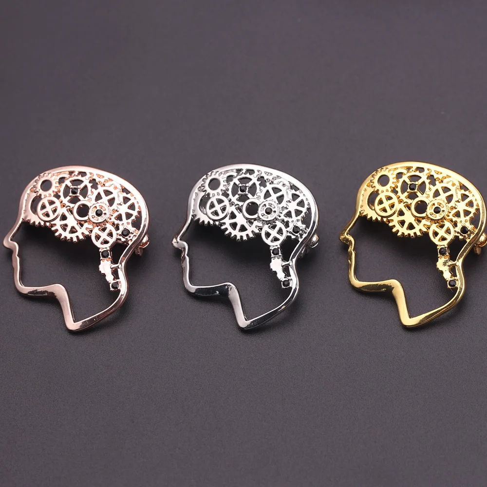 

Cross-border Bestseller Brain Thinker Brooch Trendy Hot Sale New Arrival Personality Retro Alloy Plated Pin Fastener Kawaii Cute