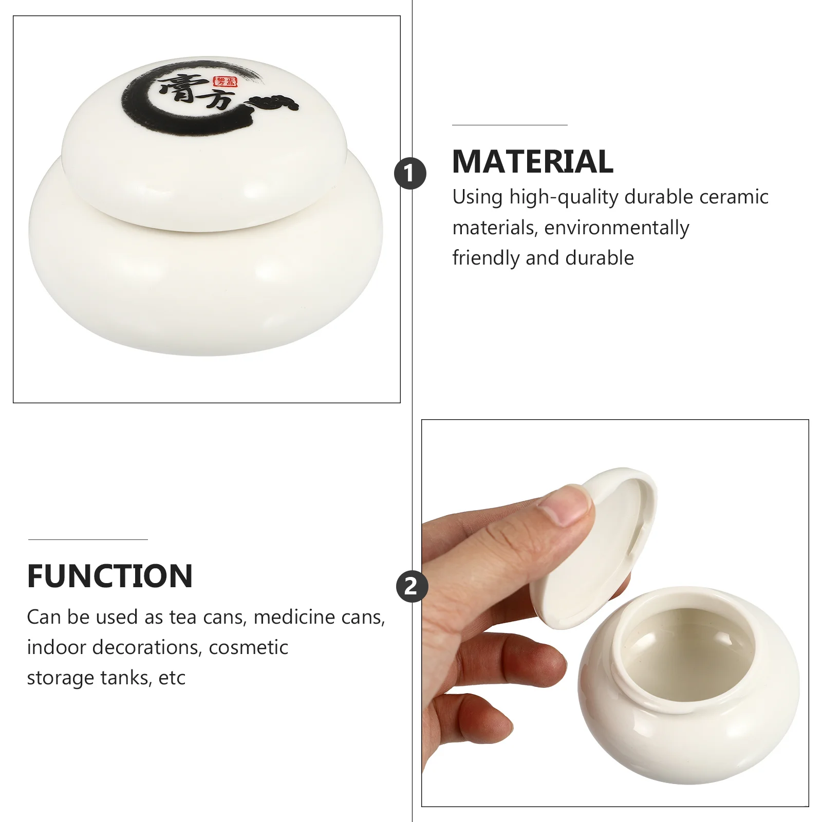 

1Pcs Flat White Ceramic Storage Jar Sealed Tea Container Medicine Holder Oatmeal Candy Home Decoration