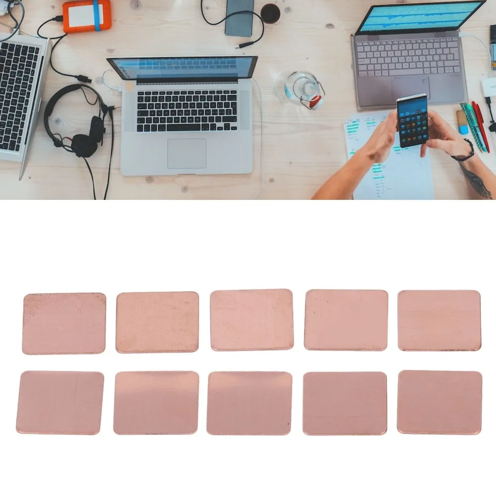 20Pcs 20*20mm Copper Shim 0.3/0.5/0.8mm Thickness Optional Strong Thermal Conductivity Copper Heat Sink Pad CPU Heat Sink Shim