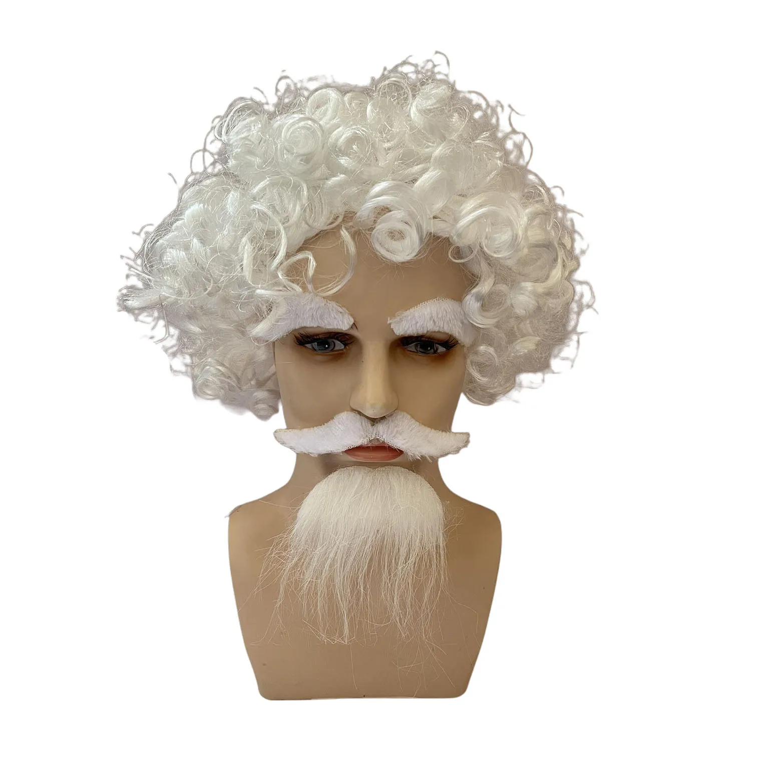 Funny Prom Dress Up Wig Santa Claus Wig White Exploding Head Pirate Wig Beard Character Costume Party Props