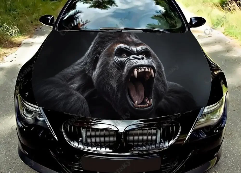 Gorilla Screams in Anger Car Hood Vinyl Stickers Wrap Vinyl Film Engine Cover Decals Sticker on Car Auto Accessories