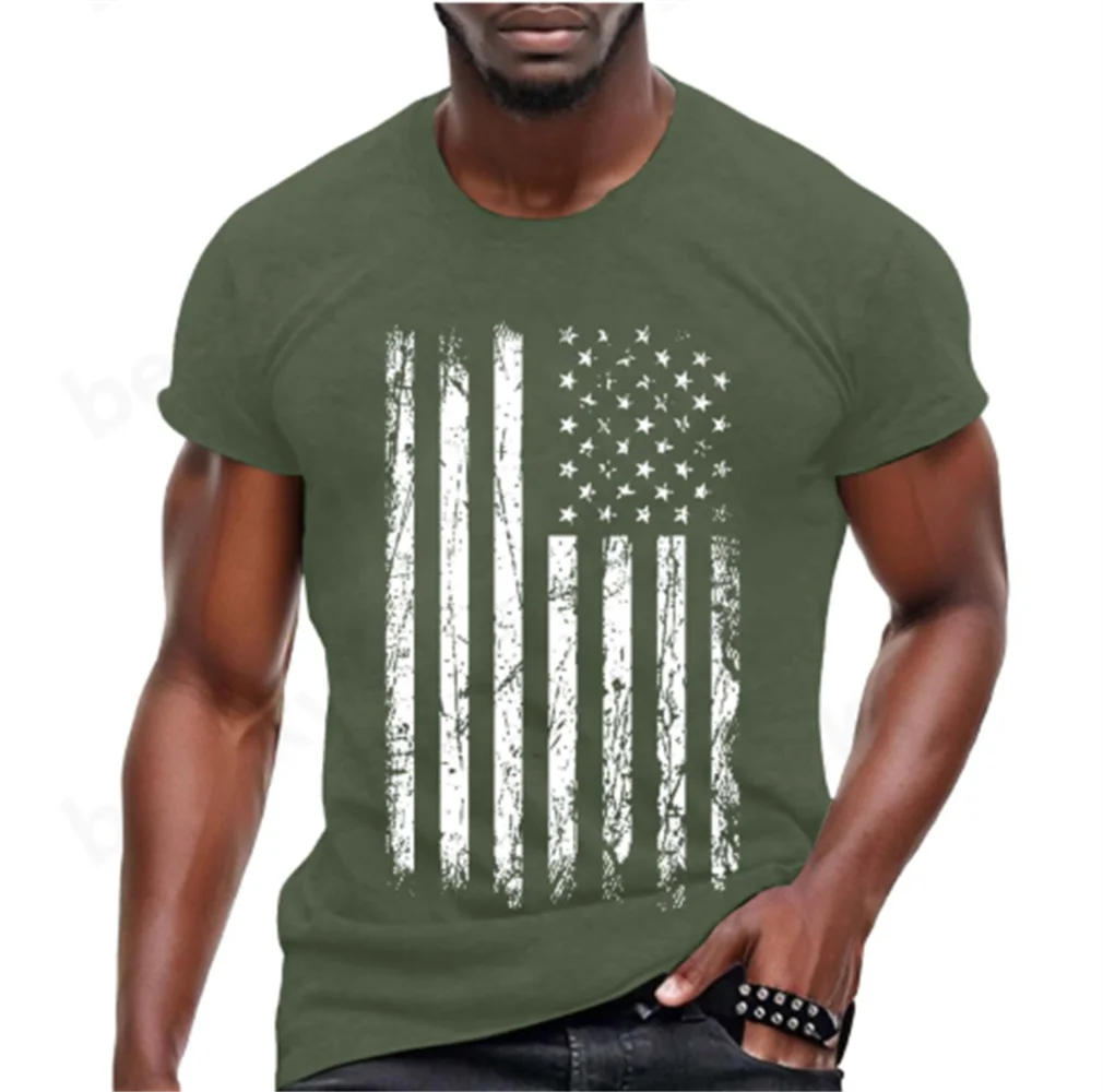 

Men's Independence Day Short Sleeve Printed T-Shirt Casual Blouse Fashionable Streetwear for Men